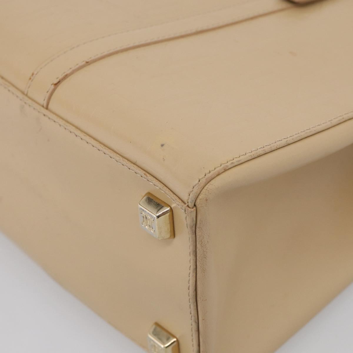 CELINE Tote Bag Leather Beige Gold Auth bs38036