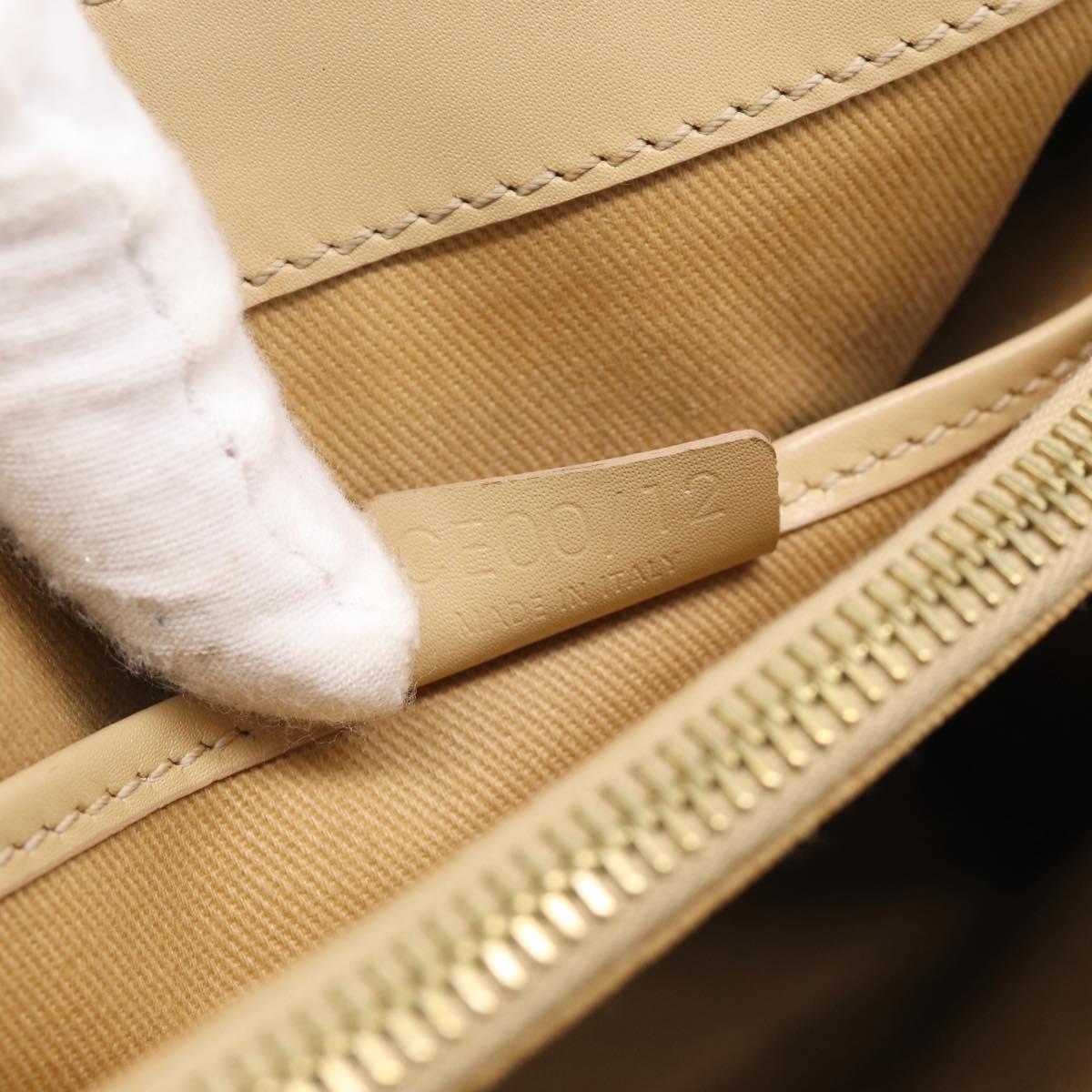 CELINE Tote Bag Leather Beige Gold Auth bs38036