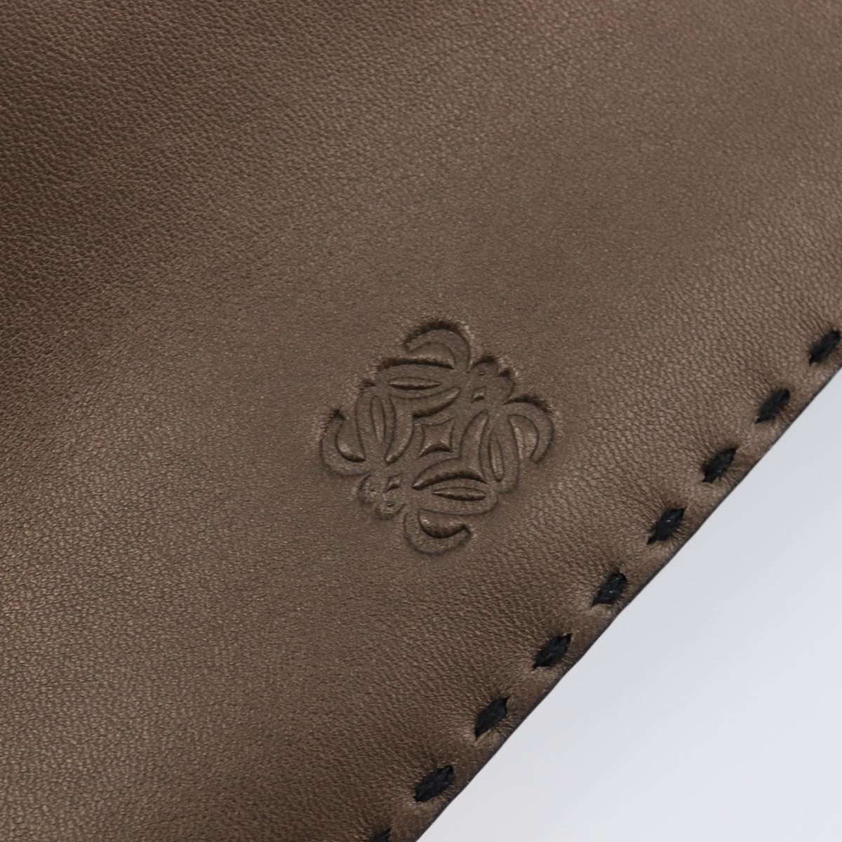 LOEWE Clutch Bag Leather Brown Auth bs38037