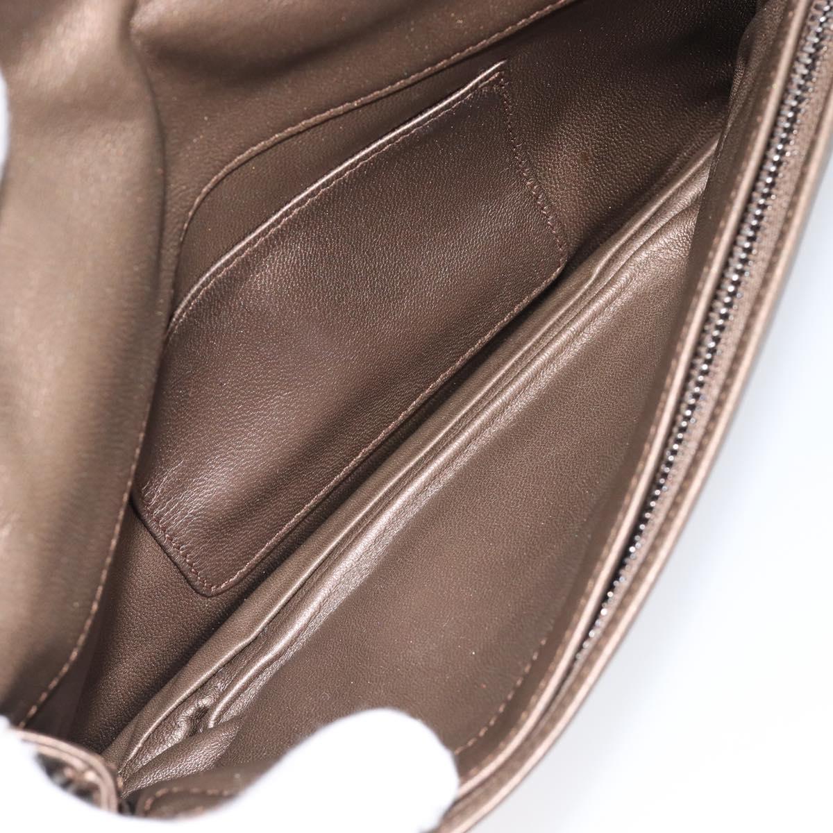 LOEWE Clutch Bag Leather Brown Auth bs38037