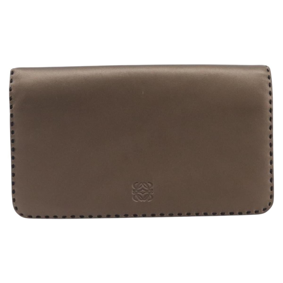 LOEWE Clutch Bag Leather Brown Auth bs38037