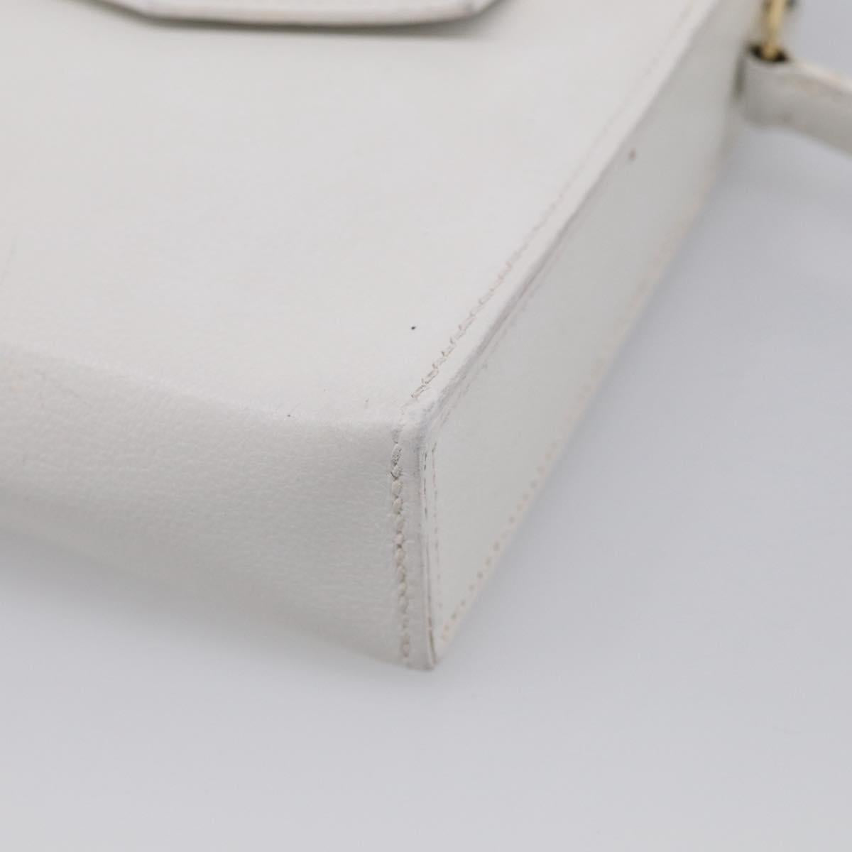HERMES Shoulder Bag Leather White Gold Auth bs38040