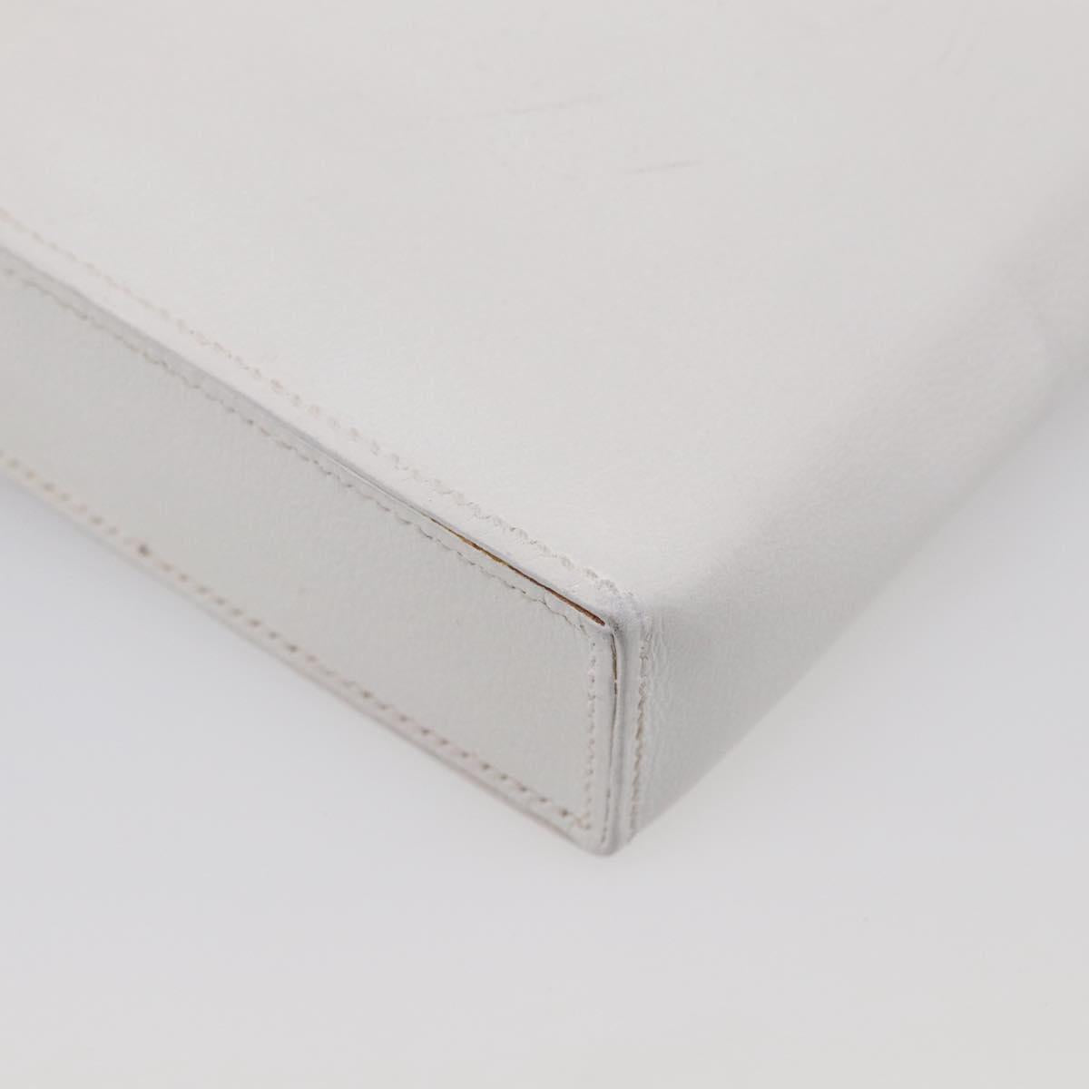 HERMES Shoulder Bag Leather White Gold Auth bs38040