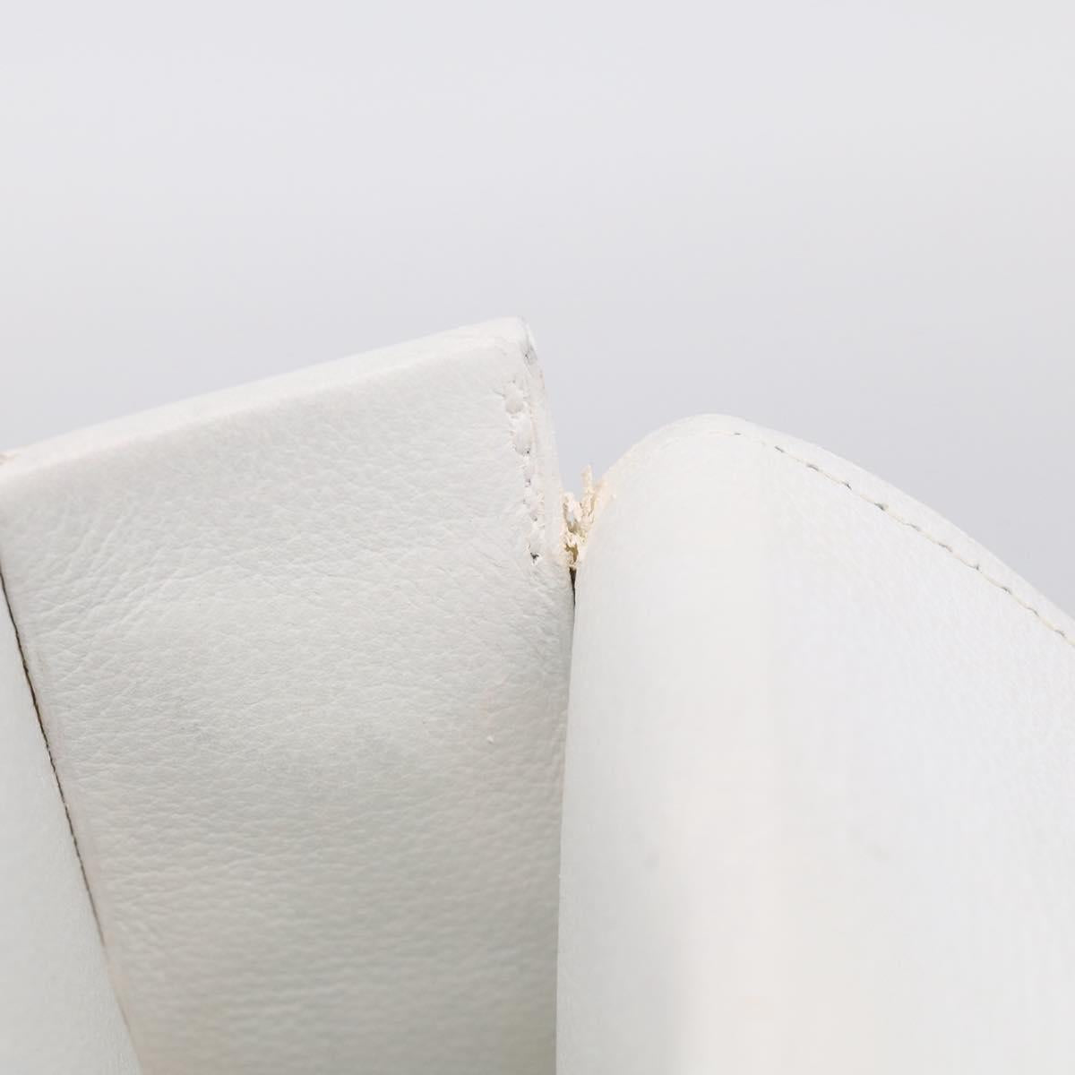 HERMES Shoulder Bag Leather White Gold Auth bs38040