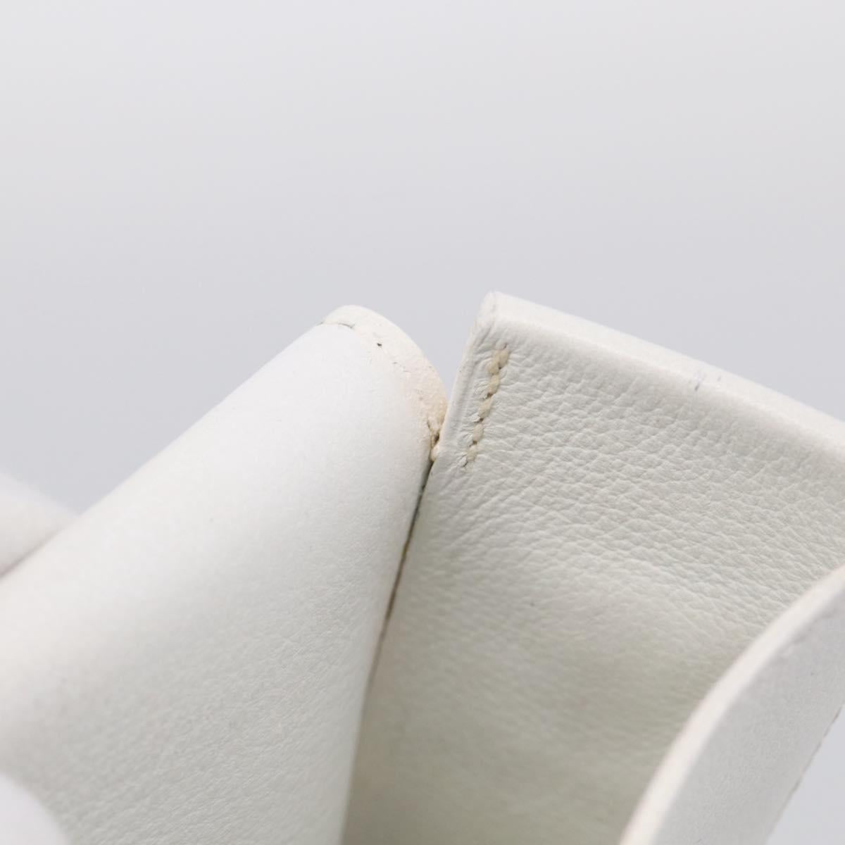 HERMES Shoulder Bag Leather White Gold Auth bs38040