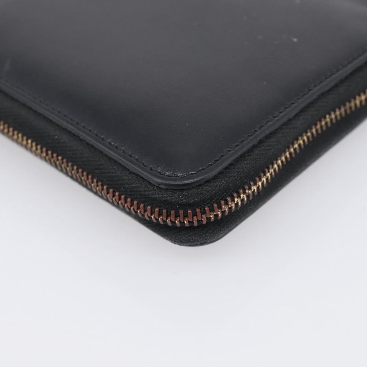 Saint Laurent Compact Full Zip Wallet Leather Black Gold Auth bs38045