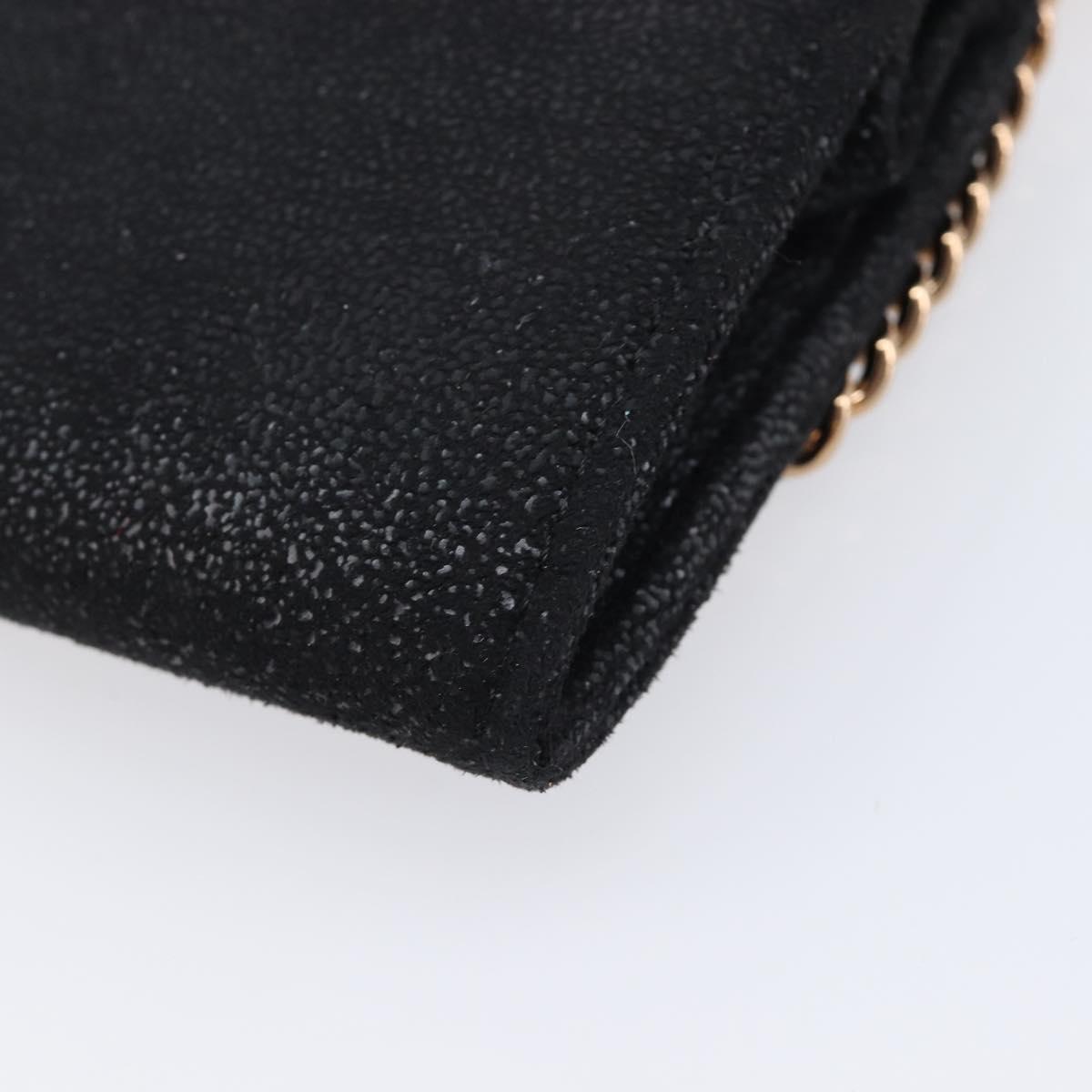 Stella McCartney Fabera Long Wallet Polyester Black Gold Auth bs38046