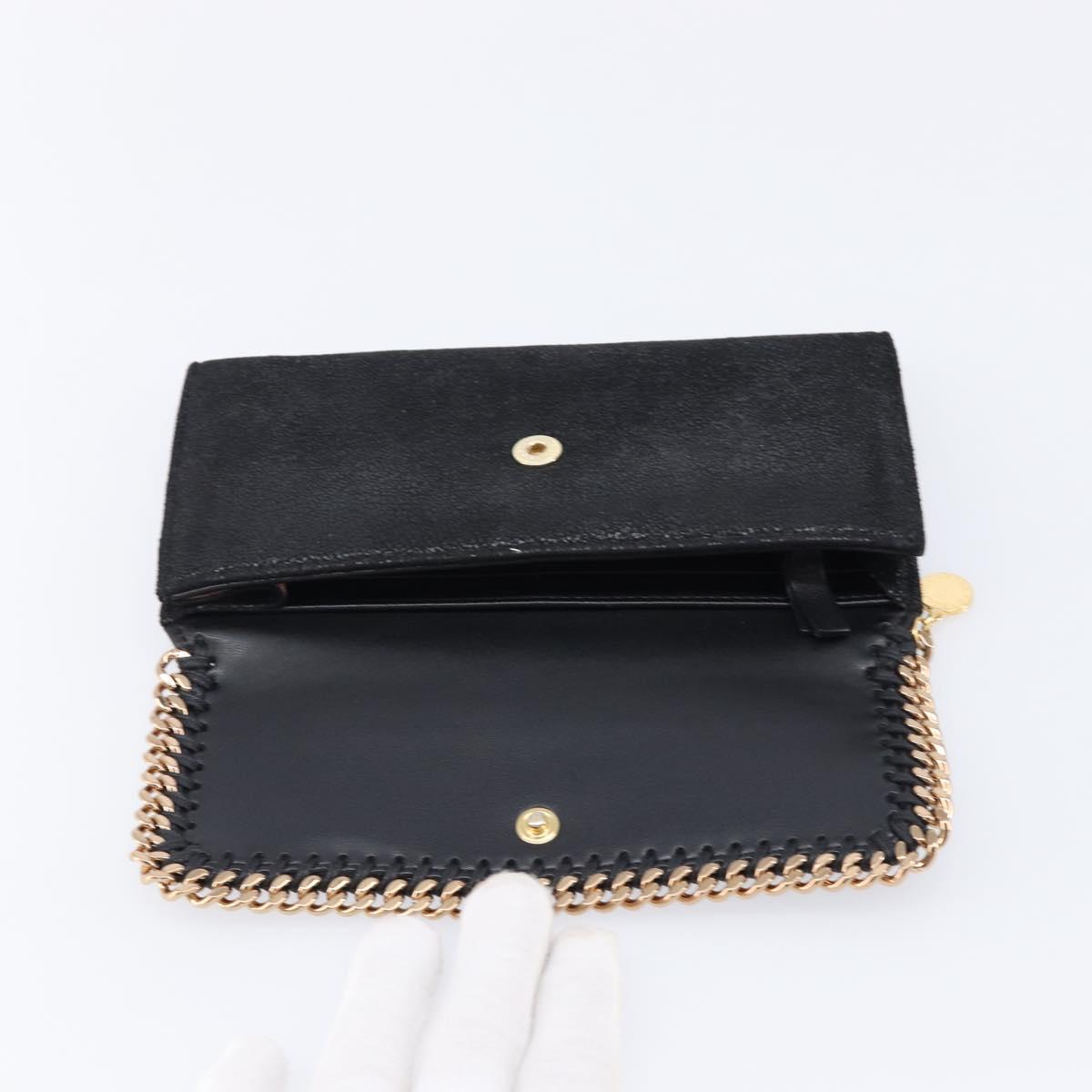 Stella McCartney Fabera Long Wallet Polyester Black Gold Auth bs38046
