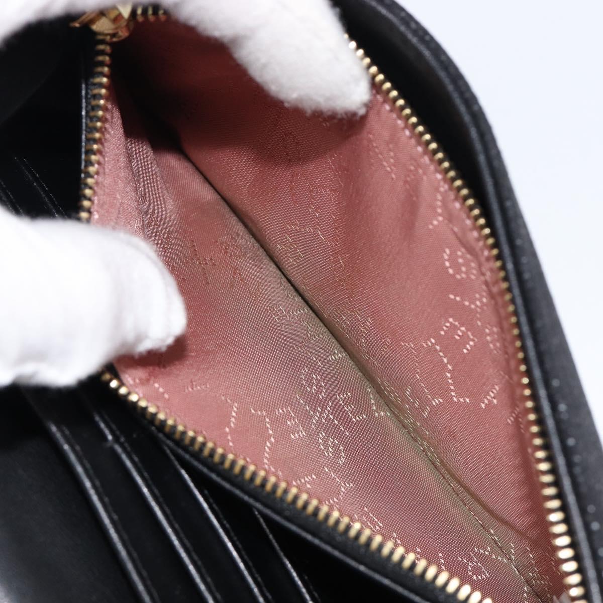 Stella McCartney Fabera Long Wallet Polyester Black Gold Auth bs38046