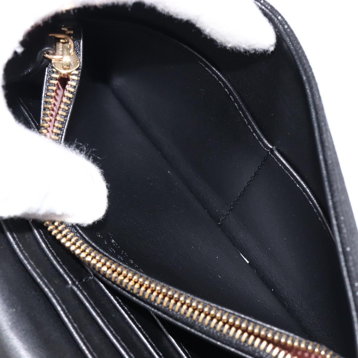 Stella McCartney Fabera Long Wallet Polyester Black Gold Auth bs38046
