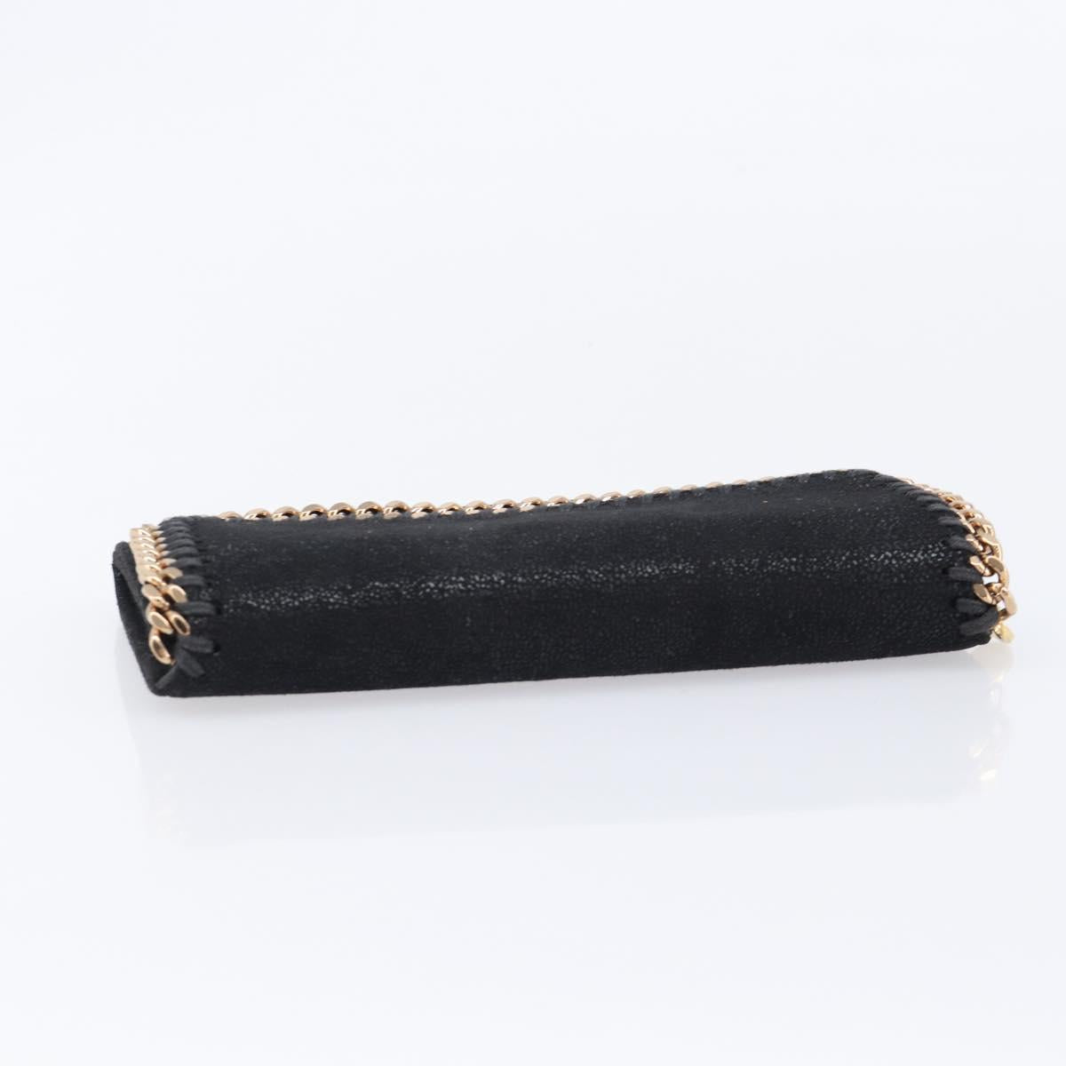 Stella McCartney Fabera Long Wallet Polyester Black Gold Auth bs38046