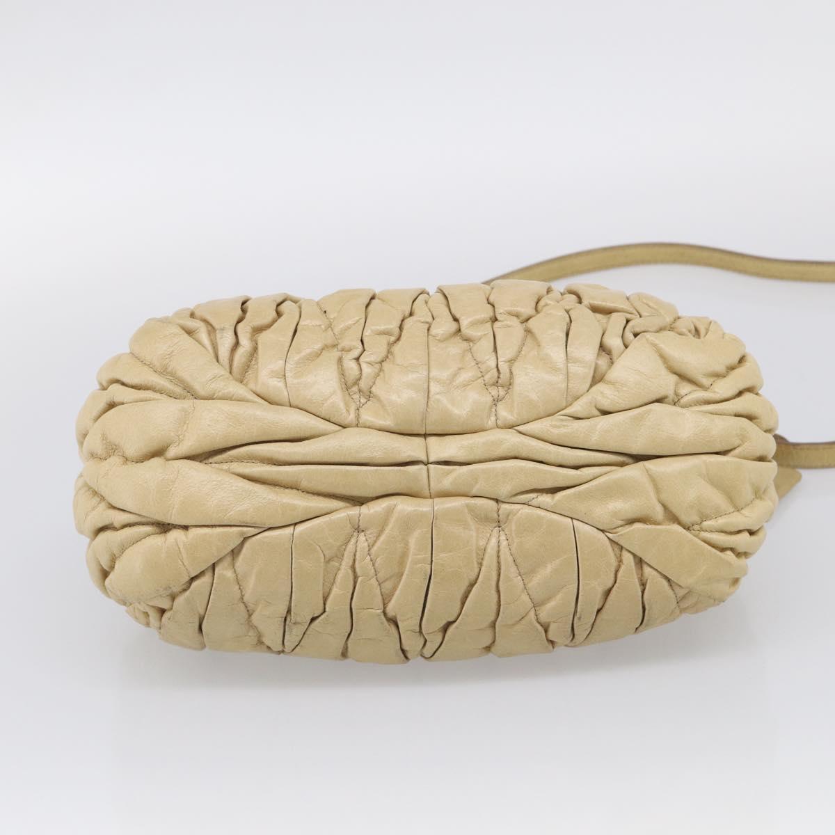 Miu Miu Matelasse Hand Bag Leather 2way Beige Gold Auth bs38051