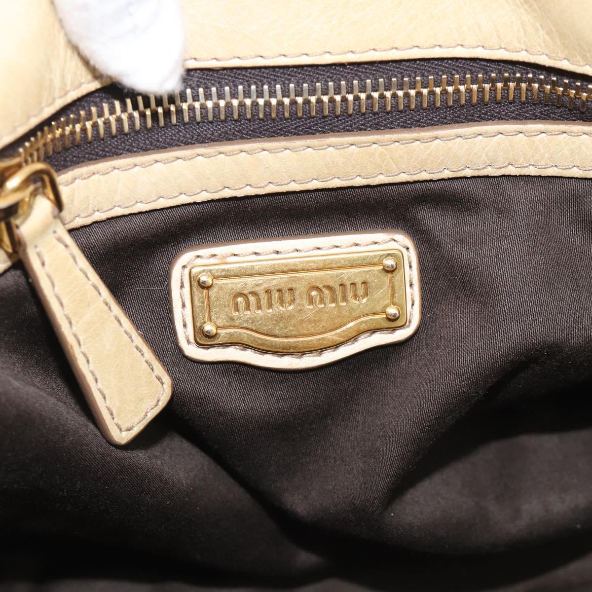 Miu Miu Matelasse Hand Bag Leather 2way Beige Gold Auth bs38051