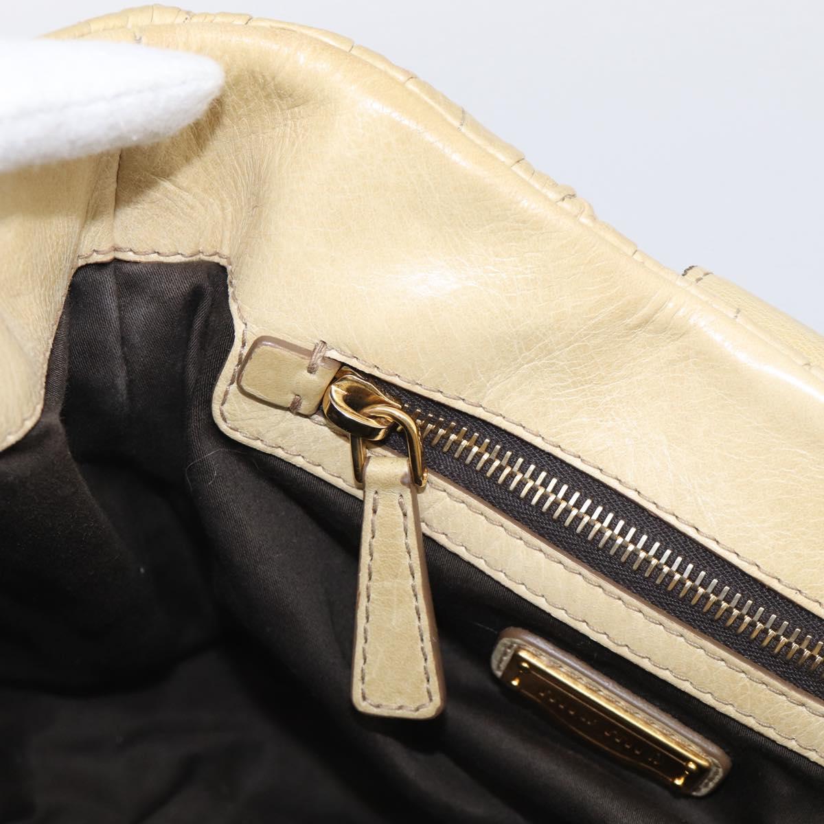 Miu Miu Matelasse Hand Bag Leather 2way Beige Gold Auth bs38051