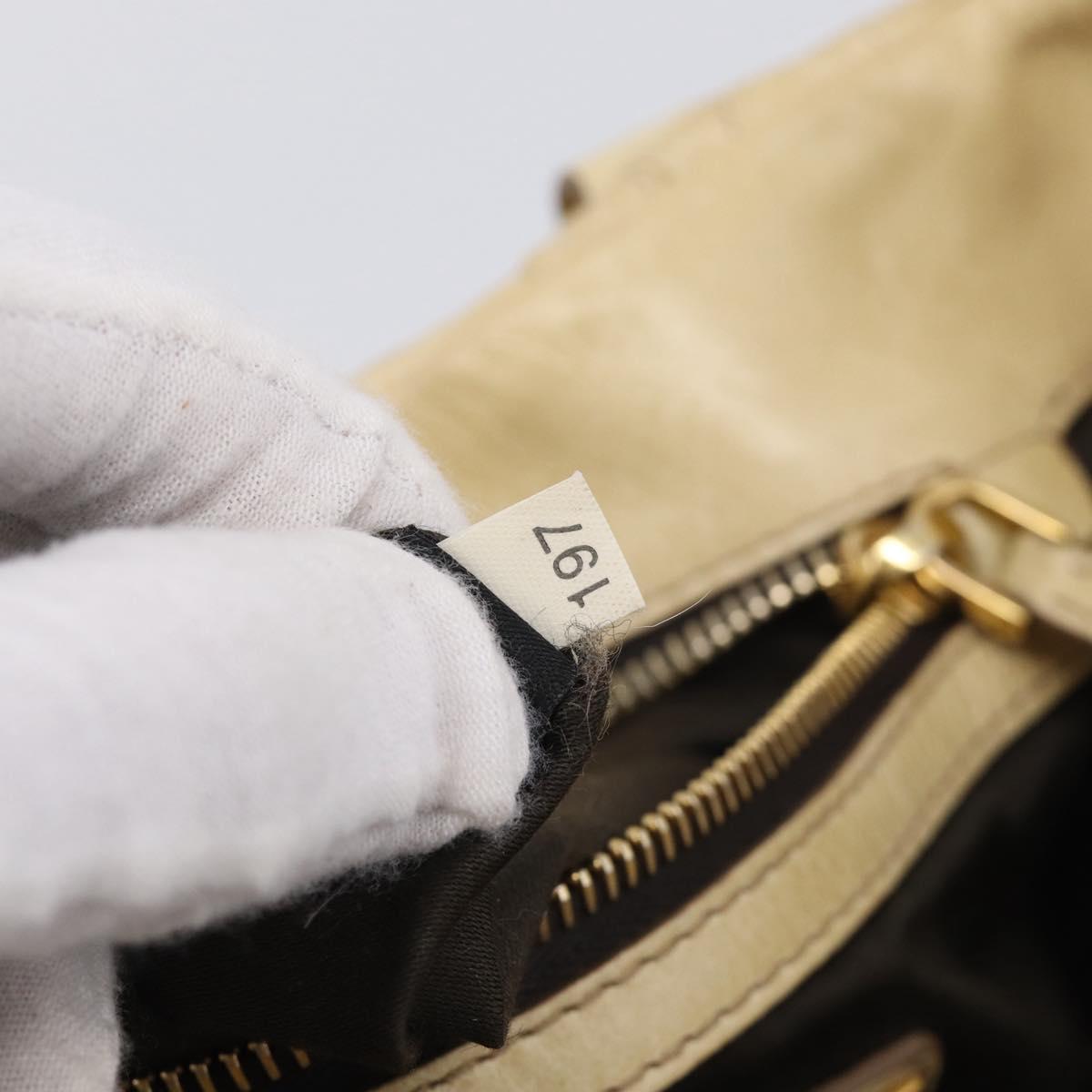 Miu Miu Matelasse Hand Bag Leather 2way Beige Gold Auth bs38051