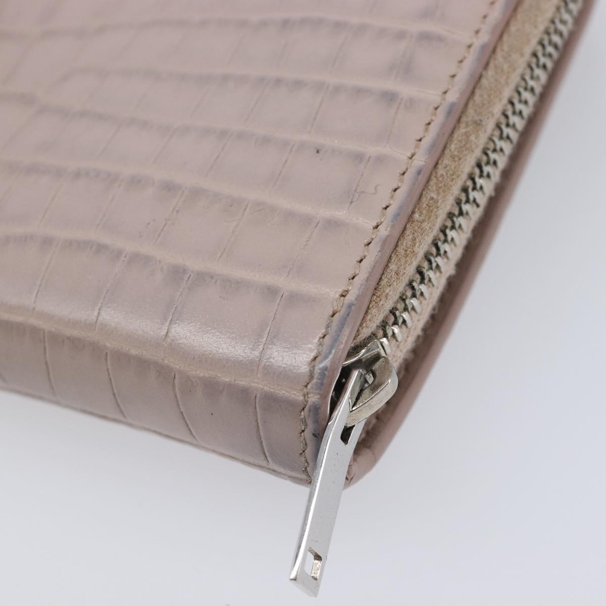 Saint Laurent Bifold Wallet Leather Pink Silver Auth bs38052
