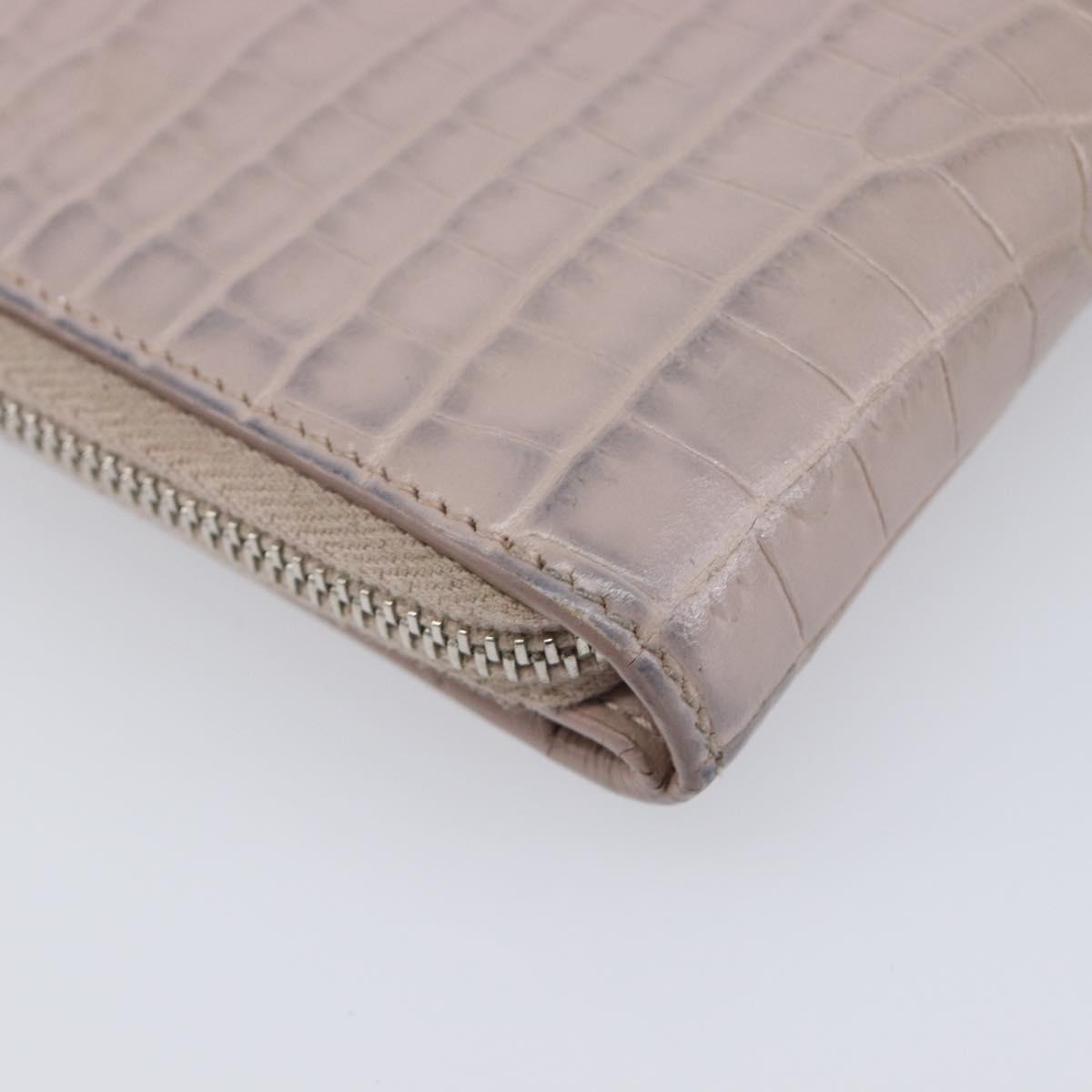 Saint Laurent Bifold Wallet Leather Pink Silver Auth bs38052
