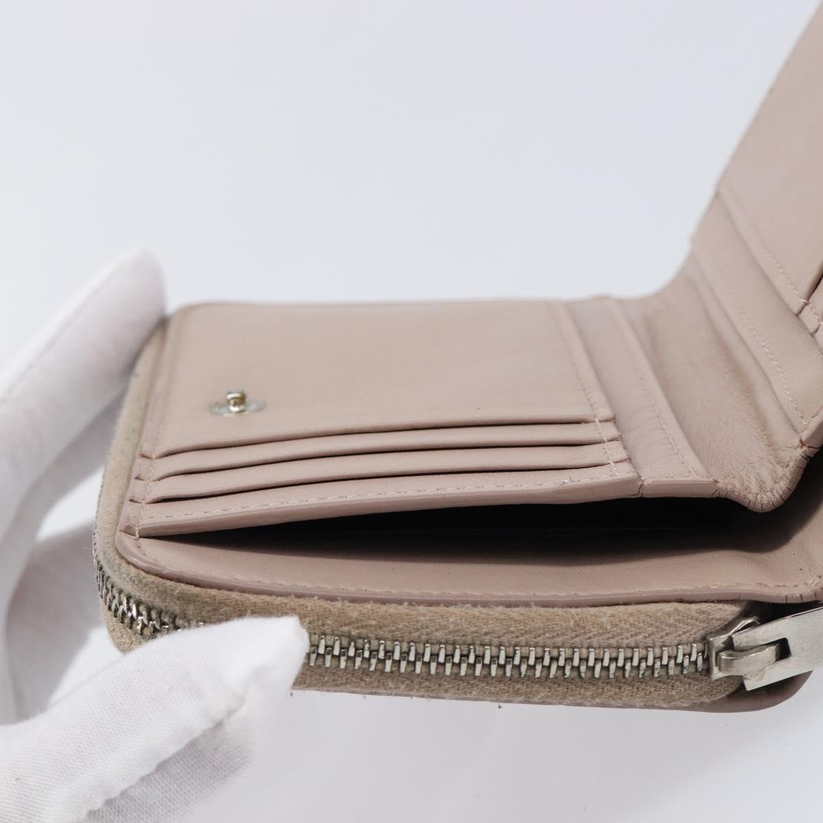 Saint Laurent Bifold Wallet Leather Pink Silver Auth bs38052