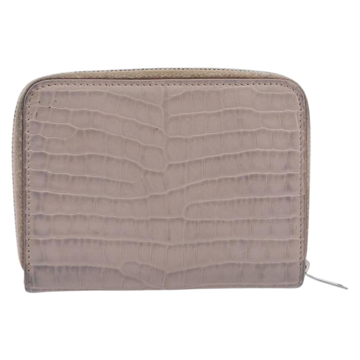 Saint Laurent Bifold Wallet Leather Pink Silver Auth bs38052