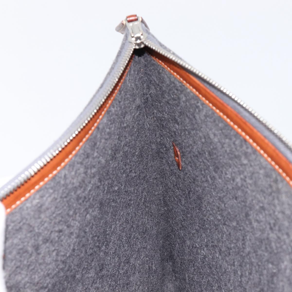 HERMES Toudou Clutch Bag Felt Gray Silver Auth bs38053