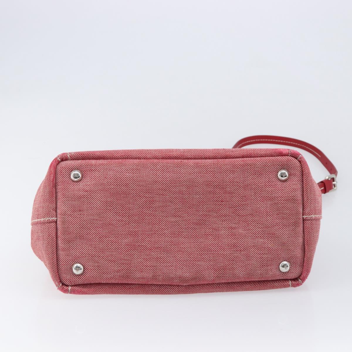 Miu Miu Hand Bag Denim 2way Red Silver Auth bs38056