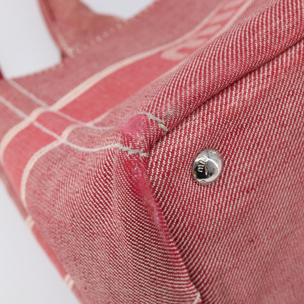 Miu Miu Hand Bag Denim 2way Red Silver Auth bs38056