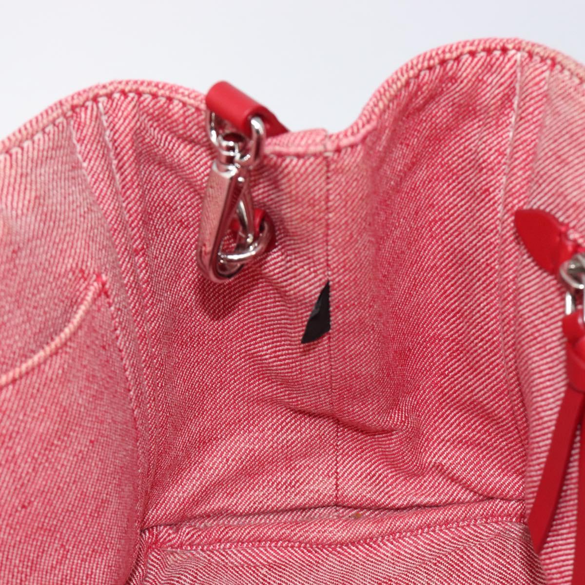 Miu Miu Hand Bag Denim 2way Red Silver Auth bs38056