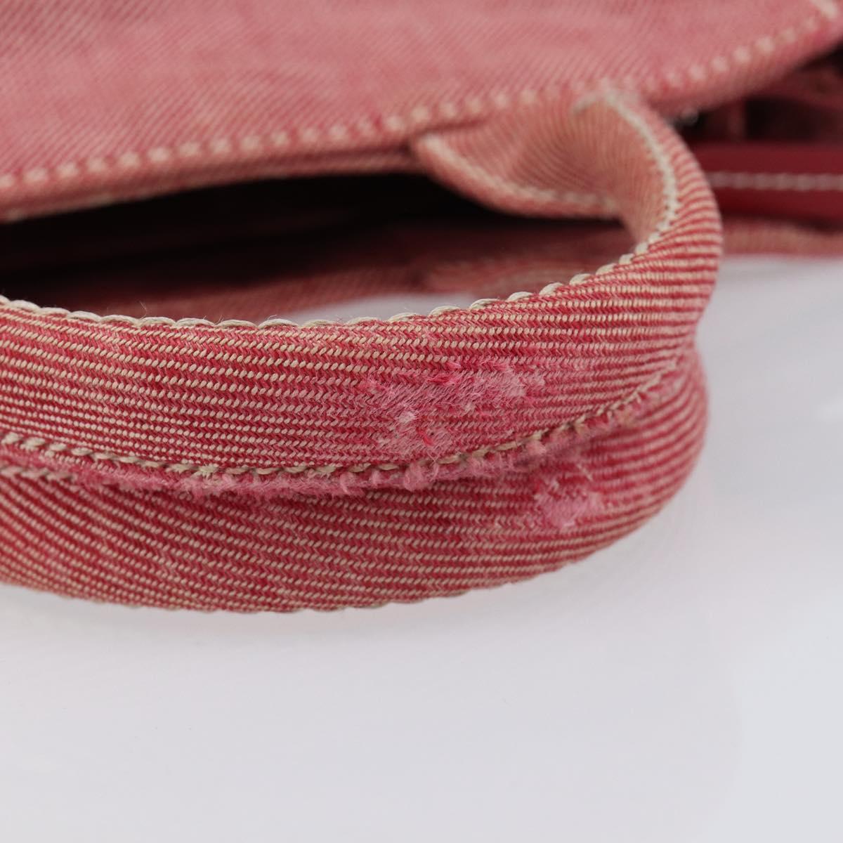 Miu Miu Hand Bag Denim 2way Red Silver Auth bs38056