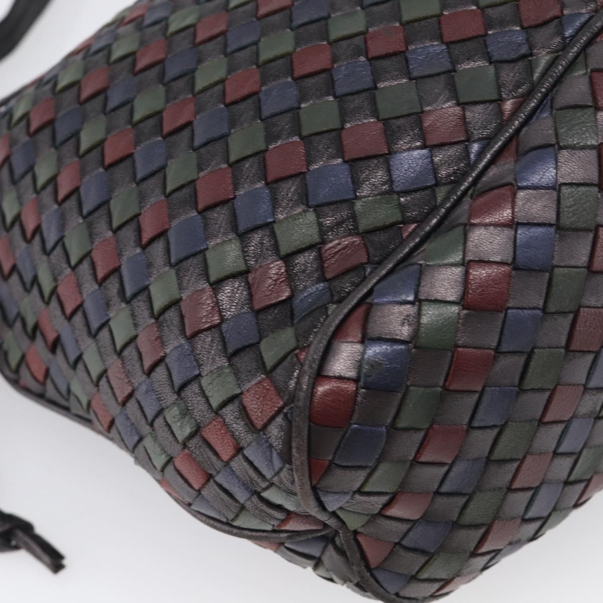 Bottega Veneta INTRECCIATO Shoulder Bag Leather Black Gold Auth bs38059