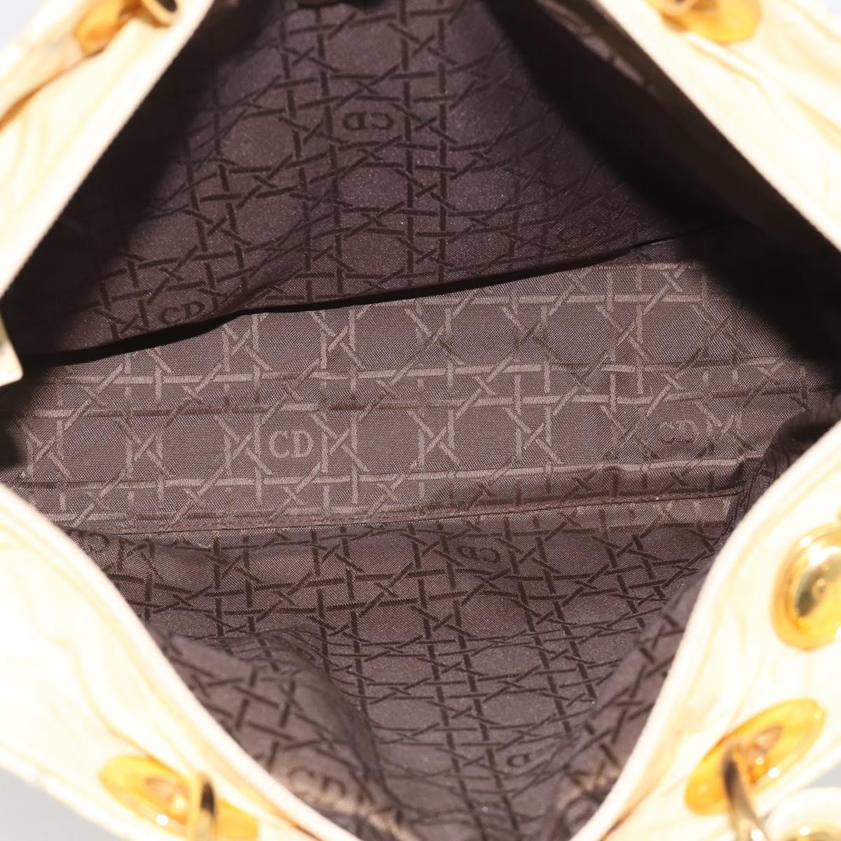 Christian Dior Canage Hand Bag Nylon White Gold Auth bs38060