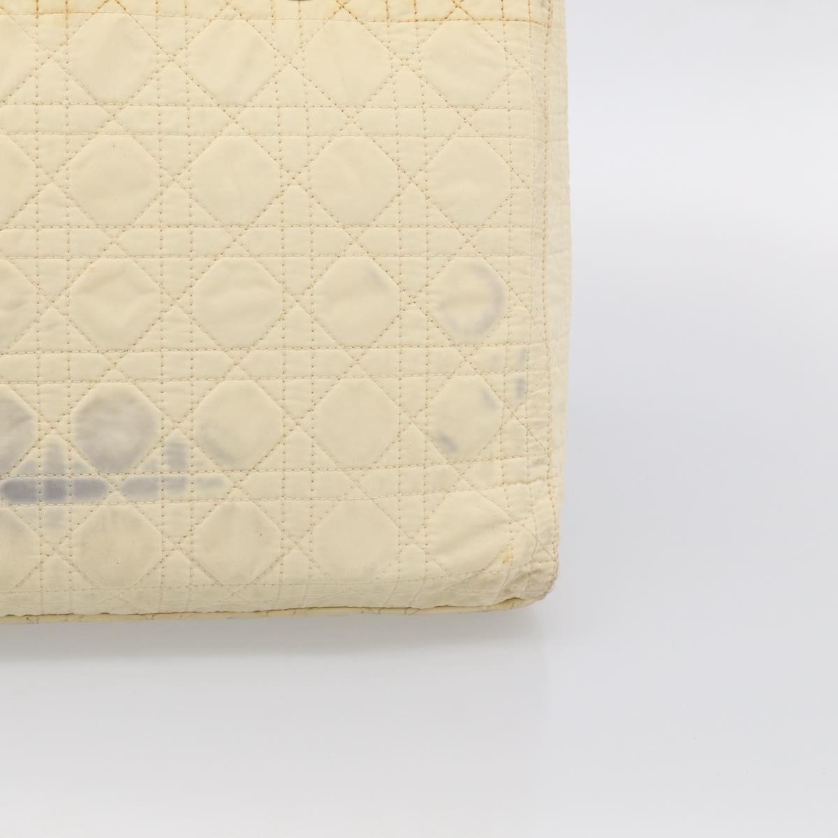 Christian Dior Canage Hand Bag Nylon White Gold Auth bs38060