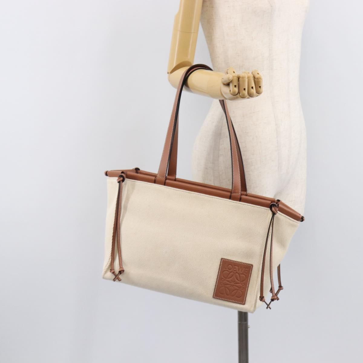 LOEWE Cushion Tote Bag Canvas White Auth bs38063A