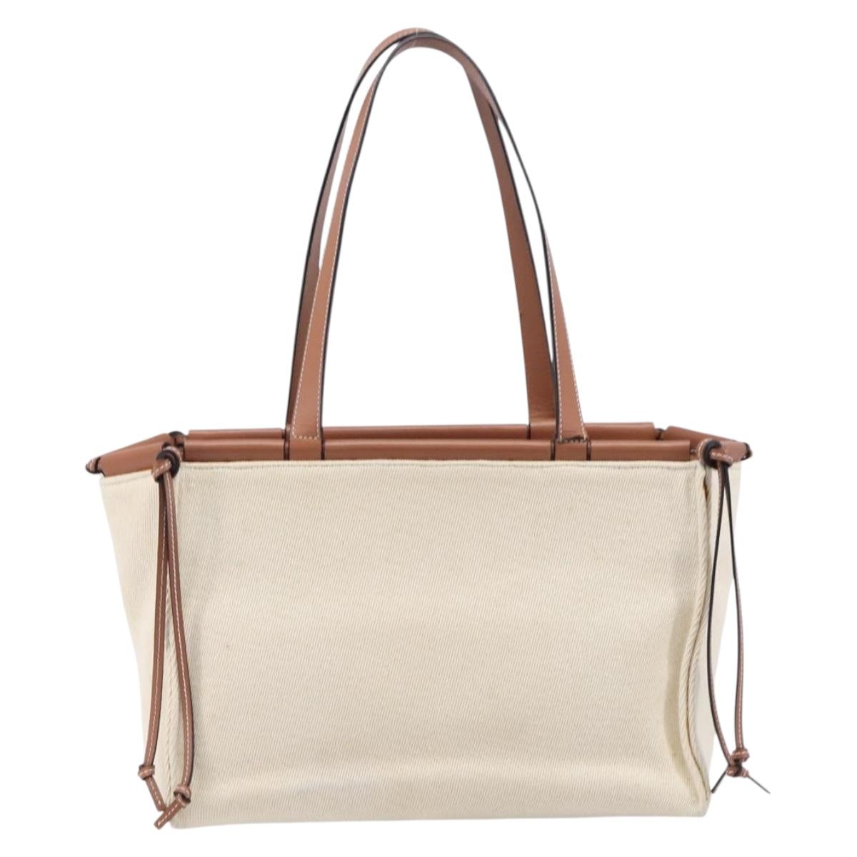 LOEWE Cushion Tote Bag Canvas White Auth bs38063A