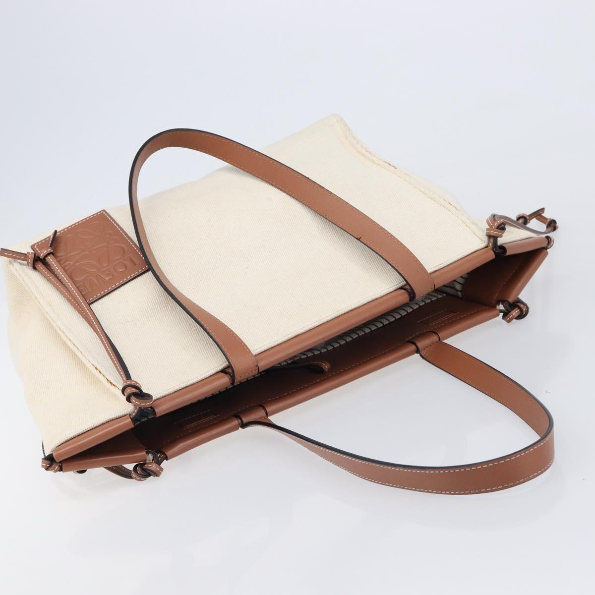 LOEWE Cushion Tote Bag Canvas White Auth bs38063A