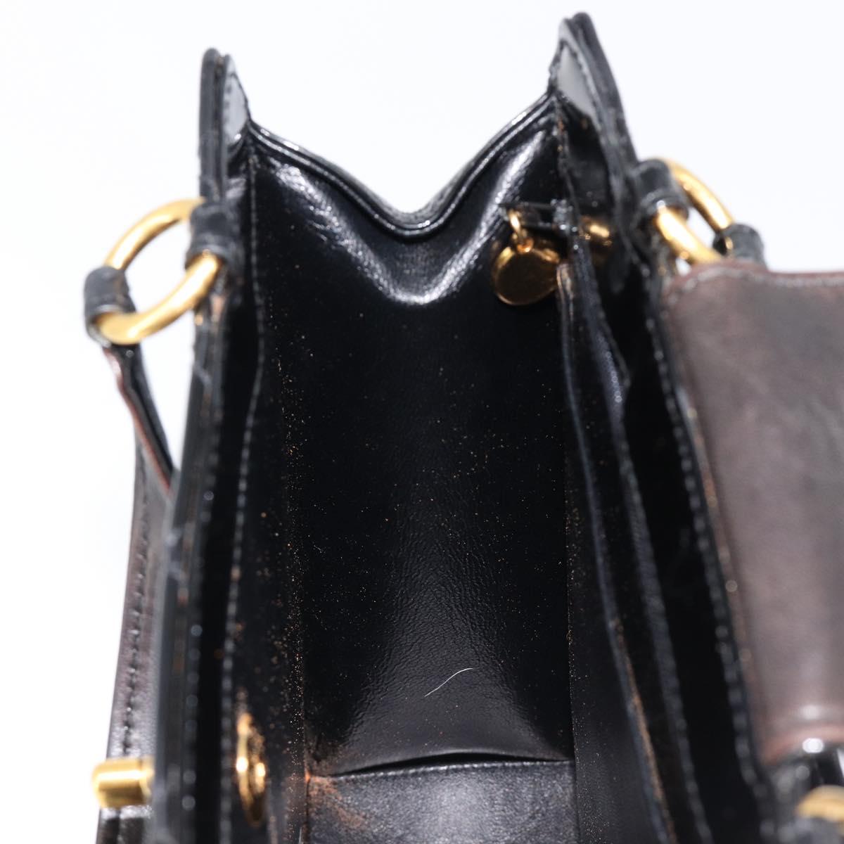 CHANEL Matelasse Hand Bag Patent Leather Black Gold CC Auth bs38065