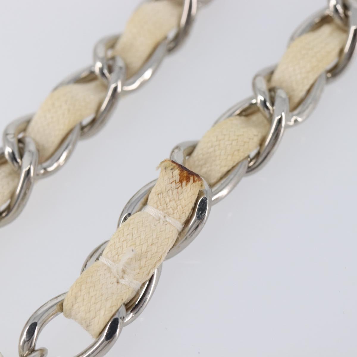 CHANEL Chain Belt Metal 31.5"" Silver CC Auth bs38068