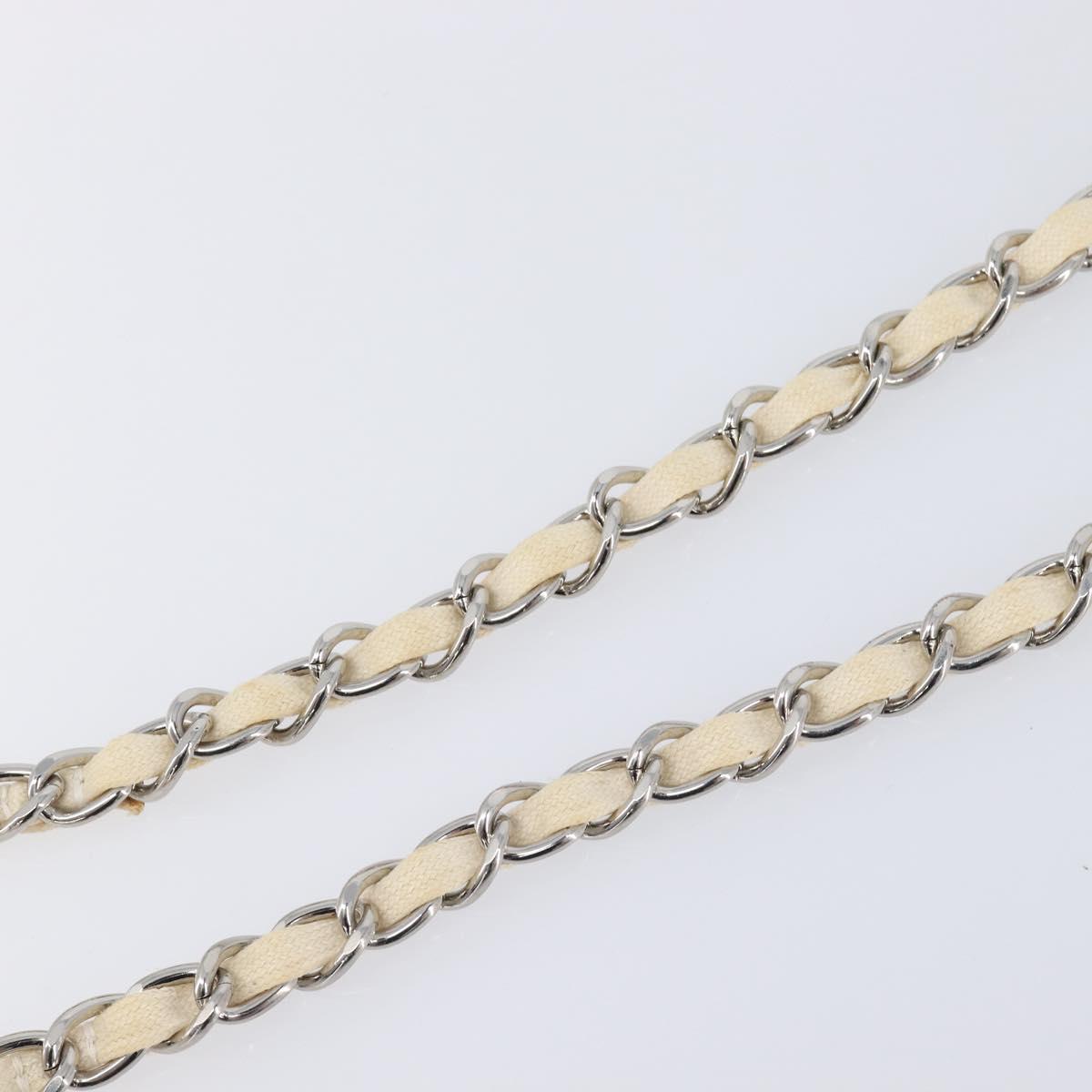 CHANEL Chain Belt Metal 31.5"" Silver CC Auth bs38068