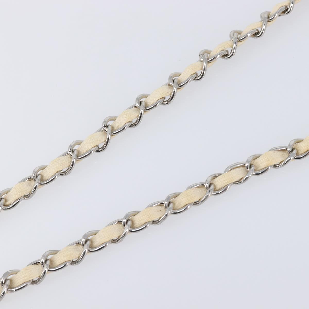 CHANEL Chain Belt Metal 31.5"" Silver CC Auth bs38068