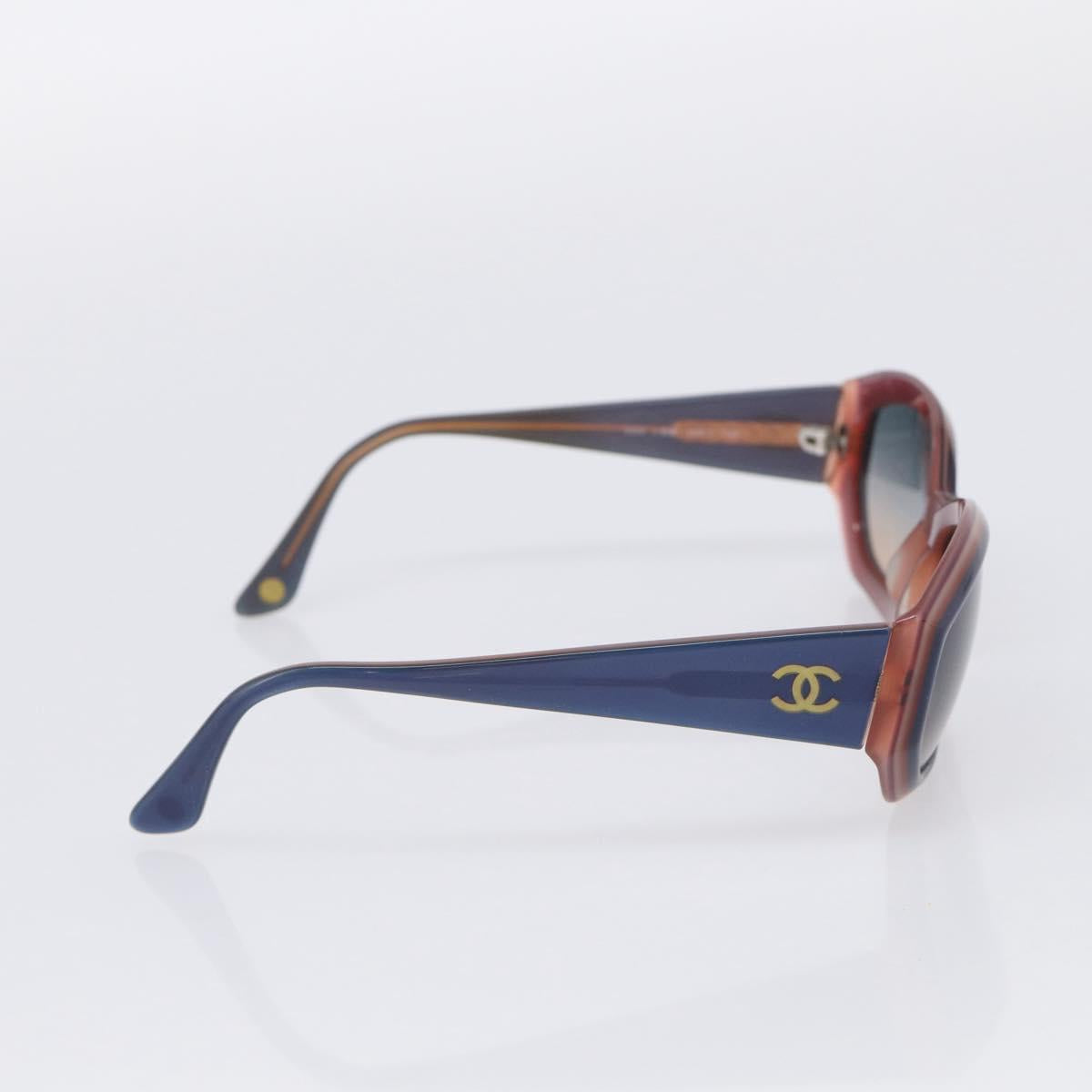 CHANEL Sunglasses Plastic 2 Set Black Blue CC Auth bs38070