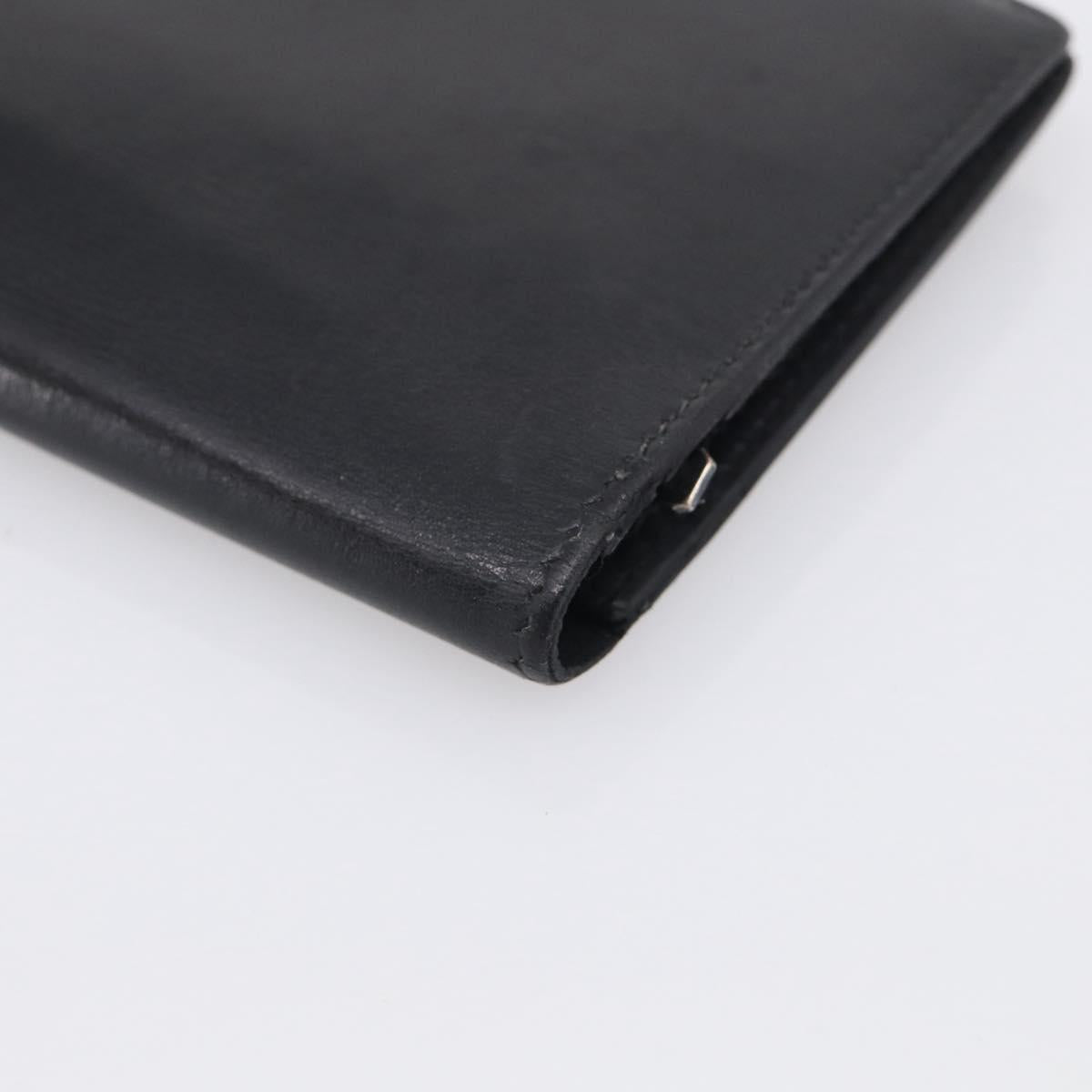 HERMES Bairn Classic Long Wallet Leather Black Gold Auth bs38071