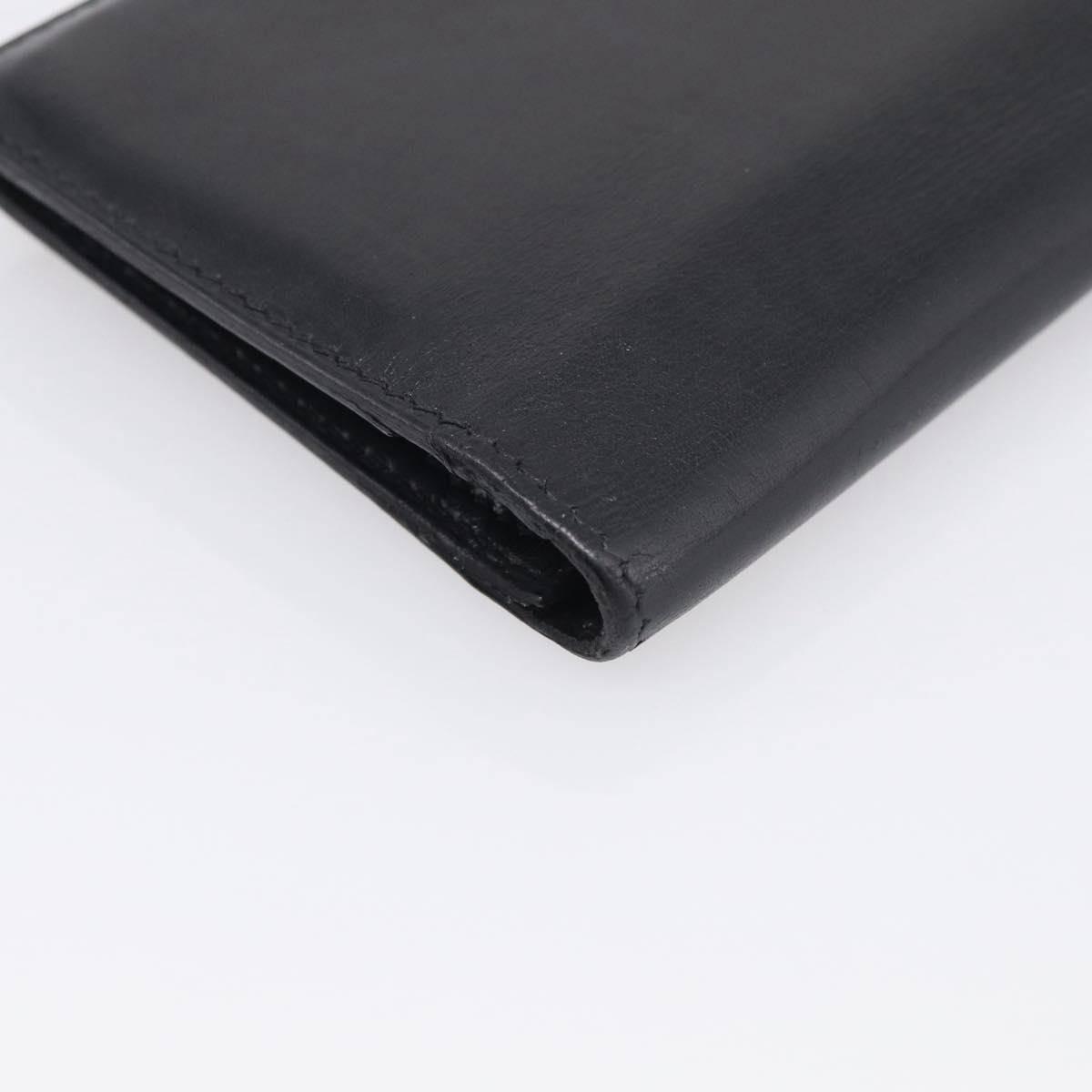HERMES Bairn Classic Long Wallet Leather Black Gold Auth bs38071