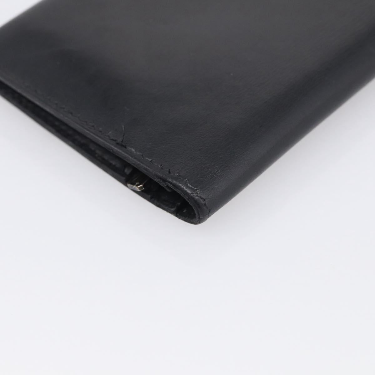 HERMES Bairn Classic Long Wallet Leather Black Gold Auth bs38071