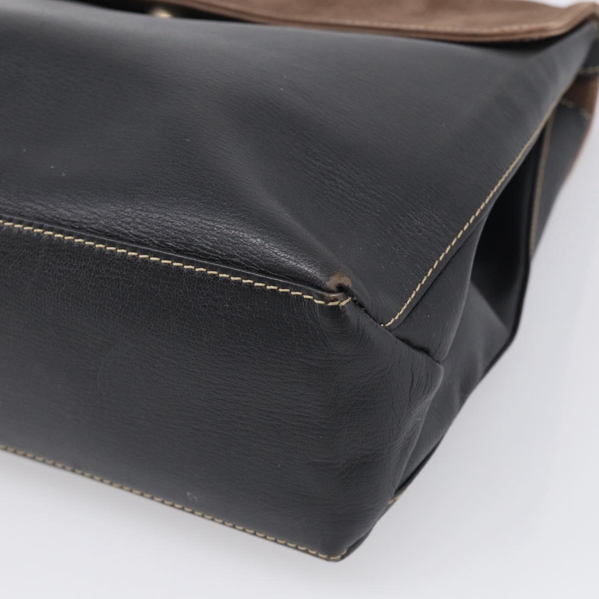 LOEWE Velazquez Hand Bag Leather 2way Black Gold Auth bs38072