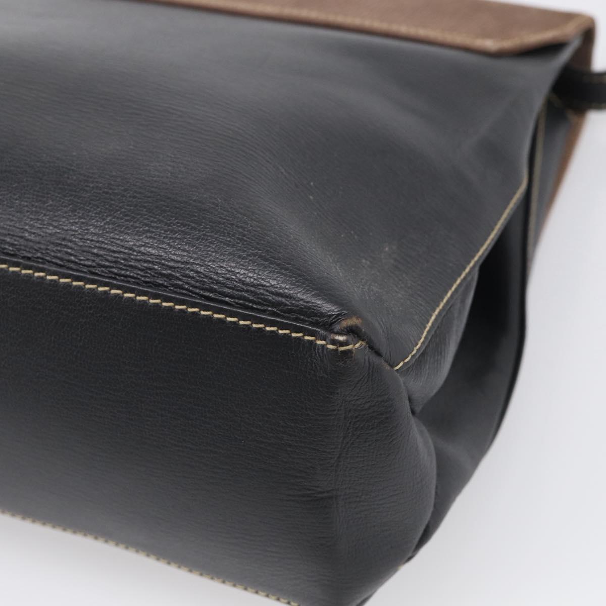 LOEWE Velazquez Hand Bag Leather 2way Black Gold Auth bs38072