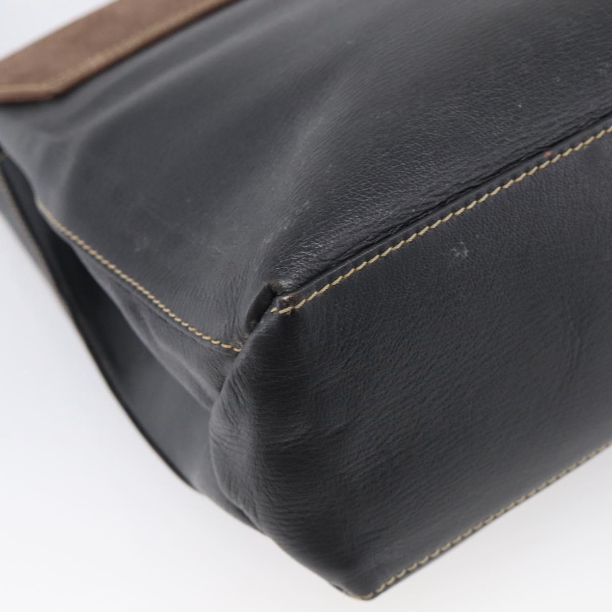 LOEWE Velazquez Hand Bag Leather 2way Black Gold Auth bs38072