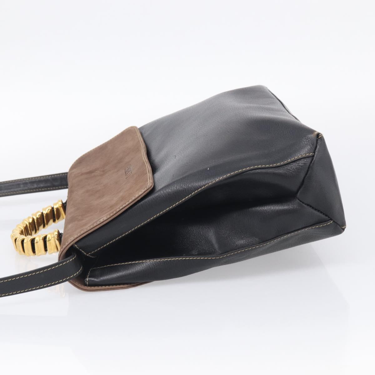 LOEWE Velazquez Hand Bag Leather 2way Black Gold Auth bs38072