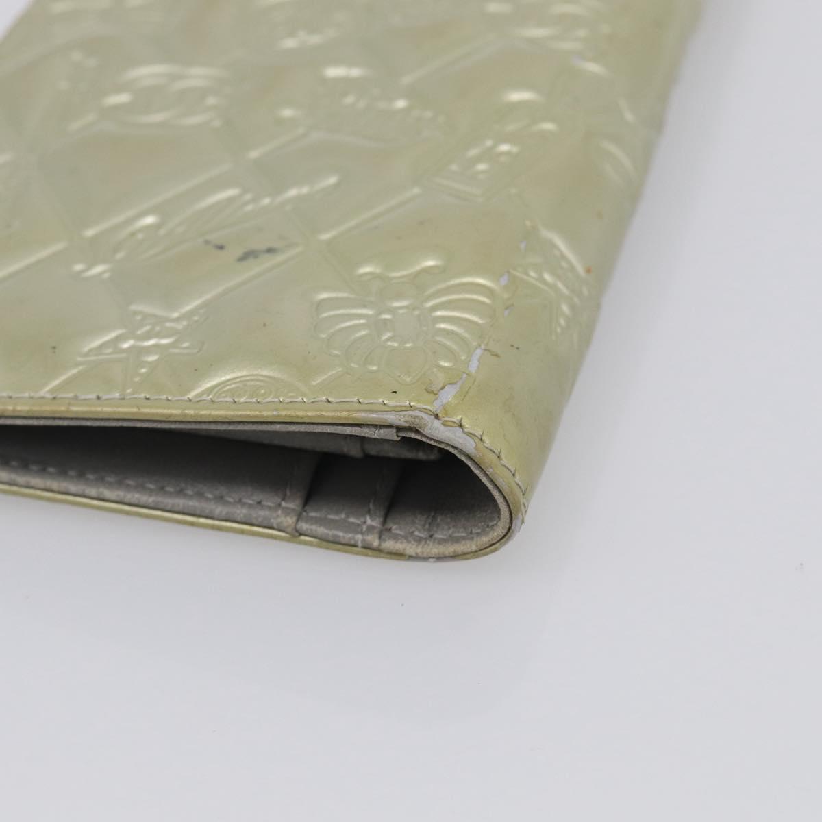 CHANEL Icon Line Long Wallet Leather Champagne Gold CC Auth bs38074