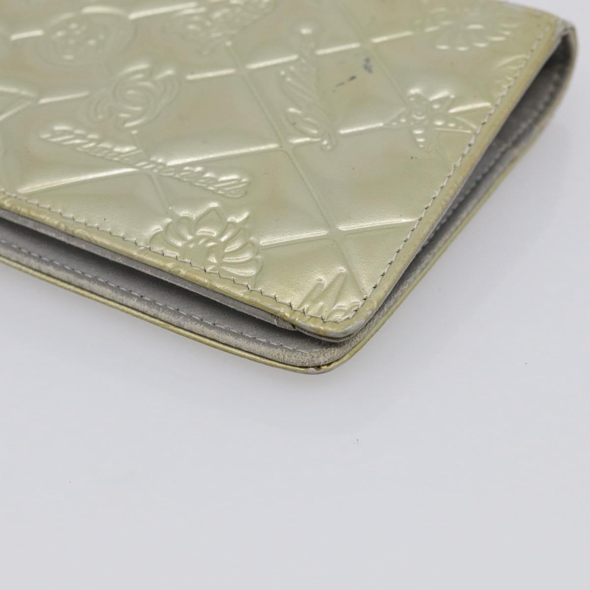 CHANEL Icon Line Long Wallet Leather Champagne Gold CC Auth bs38074