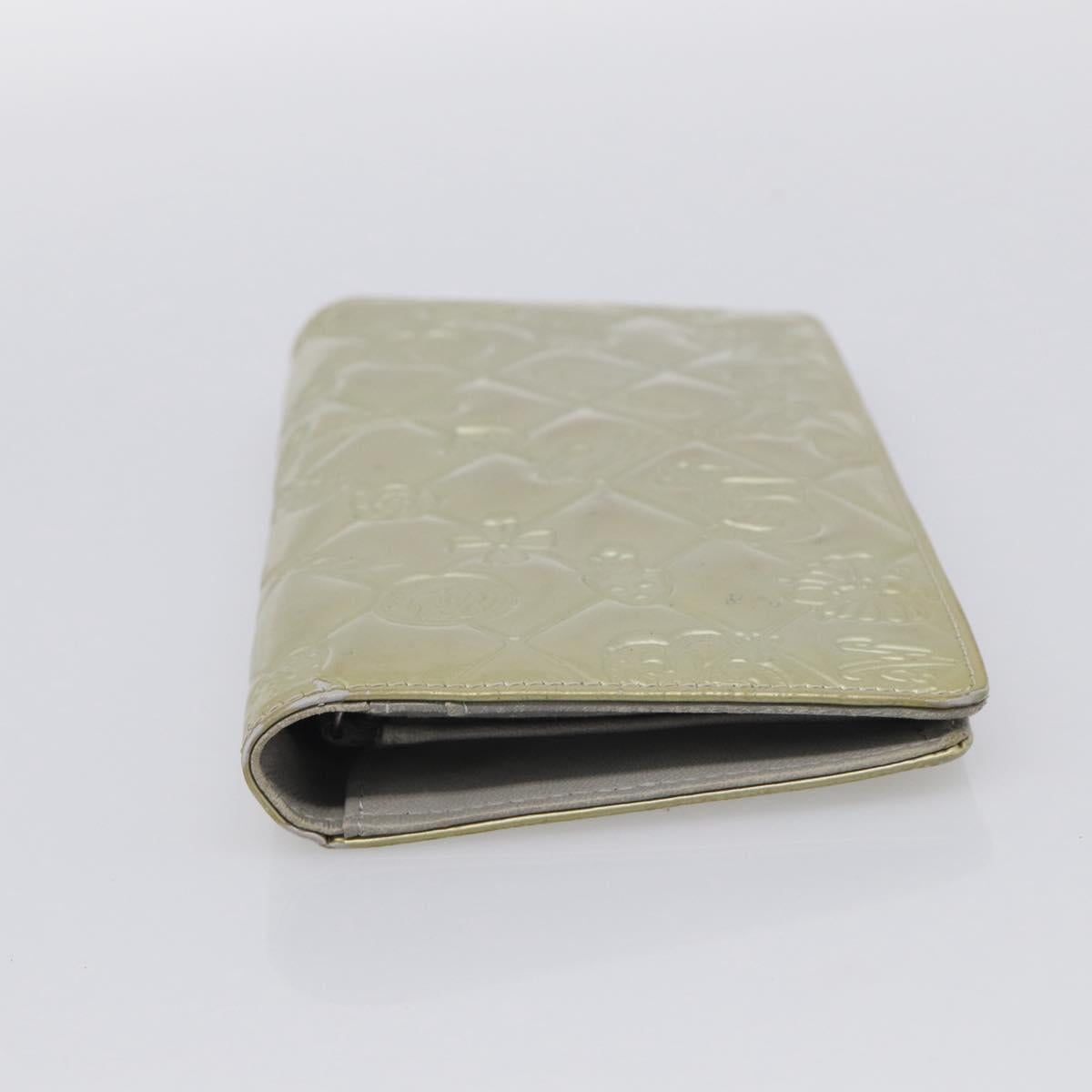 CHANEL Icon Line Long Wallet Leather Champagne Gold CC Auth bs38074