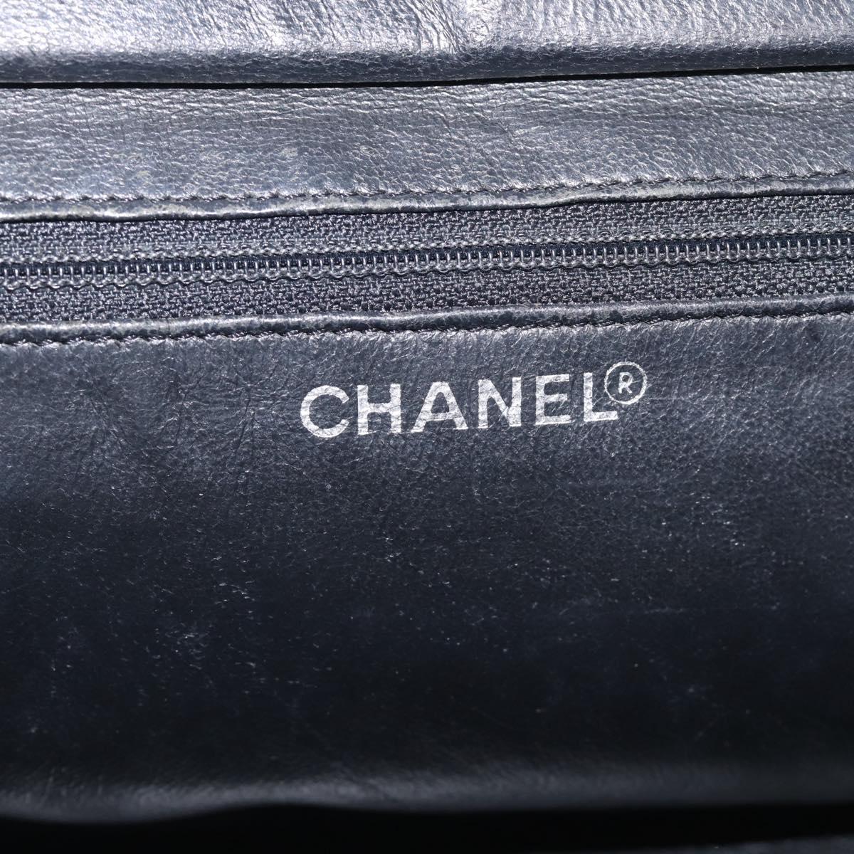 CHANEL Chain Matelasse Shoulder Bag Patent Leather Black Silver CC Auth bs38075